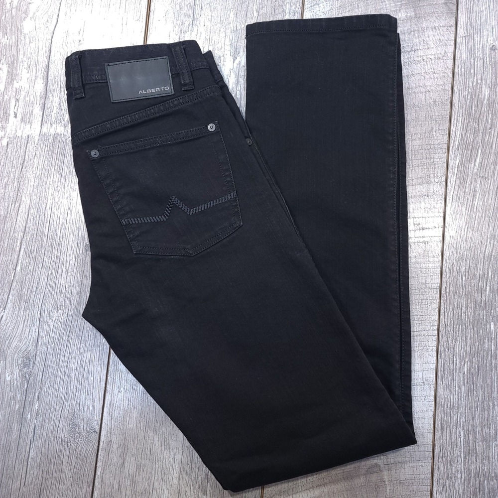 Alberto Stone Jeans Mens 30x34 Black Modern Fit T400 Revolution Stretch